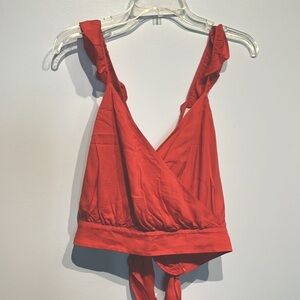 NWOT Ruffled Straps Crop Top Size XS.